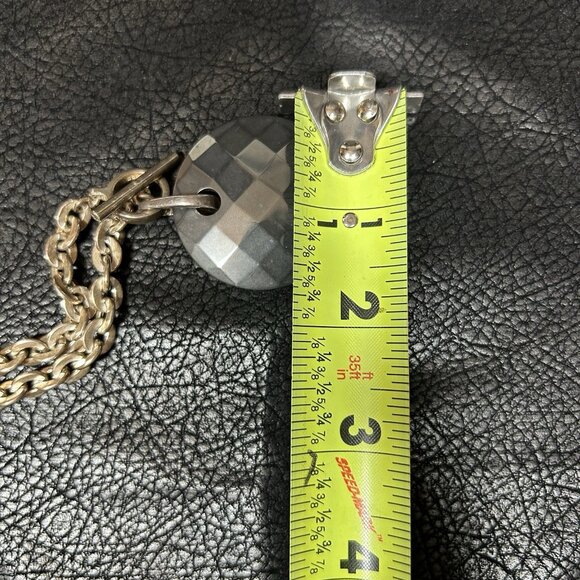 VTG ITAOR ITALY STERLING SILVER 925 NECKLACE CHAIN & FACETED ONYX ROUND PENDENT - Picture 11 of 11